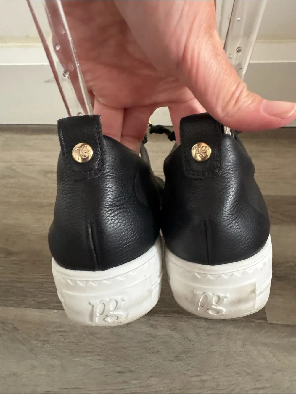 Paul Green Black Leather Faye Platform Sneakers 7.5